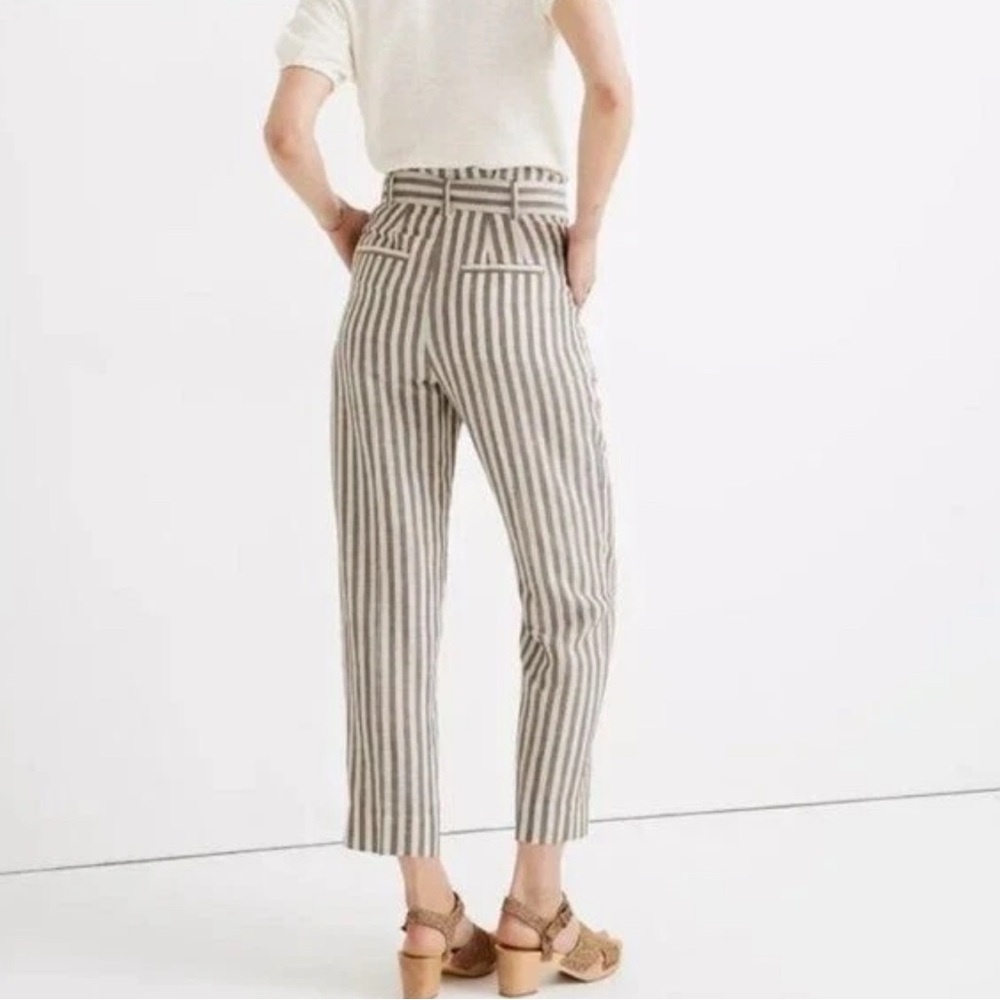 Madewell Striped Linen-Blend Paperbag Pants SIZE 2